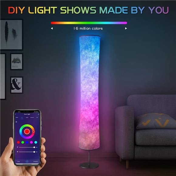 Floor Lamp, RGB Color Changing Led Lamp, Smart Lamp Alexa APP Control, Modern - Picture 4 of 6